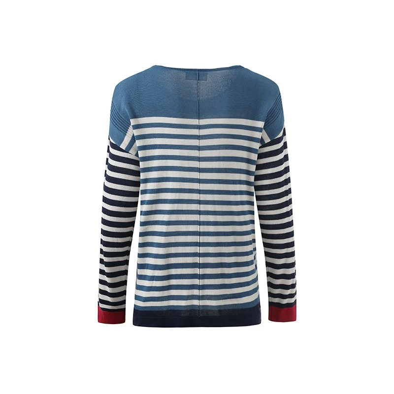 women's striped crew neck sweater-1