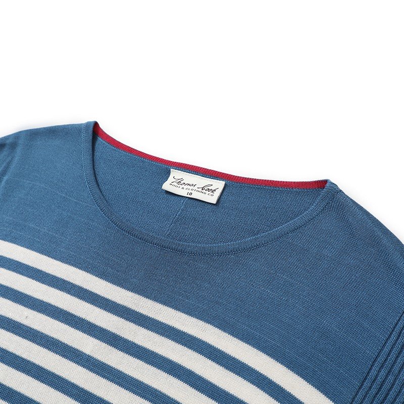 women's striped crew neck sweater-2